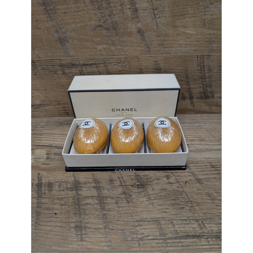 Chanel No. 5 Hand Soap Gift Set 3 Sealed Bars in Presentation Box Vintage
